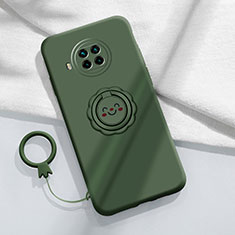Funda Silicona Carcasa Ultrafina Goma con Magnetico Anillo de dedo Soporte T01 para Xiaomi Mi 10i 5G Verde Noche