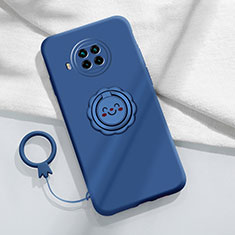 Funda Silicona Carcasa Ultrafina Goma con Magnetico Anillo de dedo Soporte T01 para Xiaomi Mi 10T Lite 5G Azul