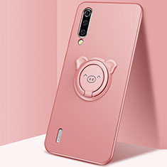 Funda Silicona Carcasa Ultrafina Goma con Magnetico Anillo de dedo Soporte T01 para Xiaomi Mi A3 Rosa