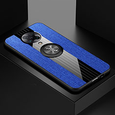 Funda Silicona Carcasa Ultrafina Goma con Magnetico Anillo de dedo Soporte T01 para Xiaomi Poco F2 Pro Azul