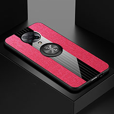 Funda Silicona Carcasa Ultrafina Goma con Magnetico Anillo de dedo Soporte T01 para Xiaomi Poco F2 Pro Rosa Roja