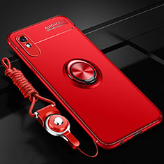 Funda Silicona Carcasa Ultrafina Goma con Magnetico Anillo de dedo Soporte T01 para Xiaomi Redmi 9AT Rojo