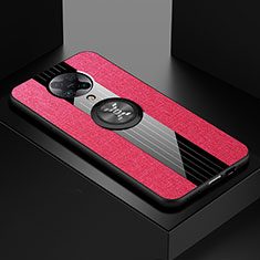 Funda Silicona Carcasa Ultrafina Goma con Magnetico Anillo de dedo Soporte T01 para Xiaomi Redmi K30 Pro 5G Rosa Roja