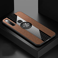 Funda Silicona Carcasa Ultrafina Goma con Magnetico Anillo de dedo Soporte T01 para Xiaomi Redmi Note 8 (2021) Marron