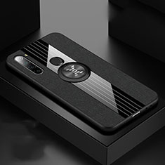 Funda Silicona Carcasa Ultrafina Goma con Magnetico Anillo de dedo Soporte T01 para Xiaomi Redmi Note 8 (2021) Negro