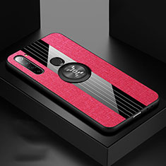 Funda Silicona Carcasa Ultrafina Goma con Magnetico Anillo de dedo Soporte T01 para Xiaomi Redmi Note 8 (2021) Rojo