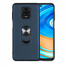 Funda Silicona Carcasa Ultrafina Goma con Magnetico Anillo de dedo Soporte T01 para Xiaomi Redmi Note 9 Pro Azul