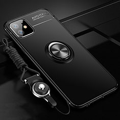 Funda Silicona Carcasa Ultrafina Goma con Magnetico Anillo de dedo Soporte T02 para Apple iPhone 11 Negro