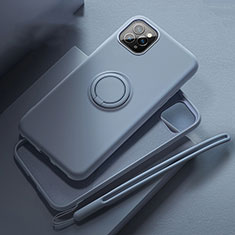 Funda Silicona Carcasa Ultrafina Goma con Magnetico Anillo de dedo Soporte T02 para Apple iPhone 11 Pro Gris