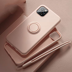 Funda Silicona Carcasa Ultrafina Goma con Magnetico Anillo de dedo Soporte T02 para Apple iPhone 11 Pro Rosa