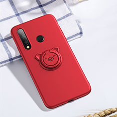 Funda Silicona Carcasa Ultrafina Goma con Magnetico Anillo de dedo Soporte T02 para Huawei Honor 20E Rojo