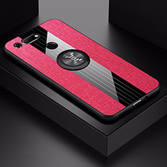 Funda Silicona Carcasa Ultrafina Goma con Magnetico Anillo de dedo Soporte T02 para Huawei Honor View 20 Rojo