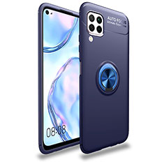 Funda Silicona Carcasa Ultrafina Goma con Magnetico Anillo de dedo Soporte T02 para Huawei Nova 6 SE Azul