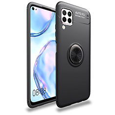 Funda Silicona Carcasa Ultrafina Goma con Magnetico Anillo de dedo Soporte T02 para Huawei Nova 7i Negro