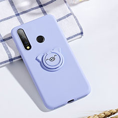 Funda Silicona Carcasa Ultrafina Goma con Magnetico Anillo de dedo Soporte T02 para Huawei P Smart+ Plus (2019) Morado