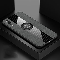 Funda Silicona Carcasa Ultrafina Goma con Magnetico Anillo de dedo Soporte T02 para Huawei P20 Gris Oscuro