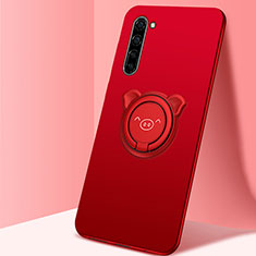 Funda Silicona Carcasa Ultrafina Goma con Magnetico Anillo de dedo Soporte T02 para Oppo Find X2 Lite Rojo