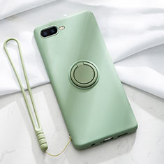 Funda Silicona Carcasa Ultrafina Goma con Magnetico Anillo de dedo Soporte T02 para Oppo K1 Verde