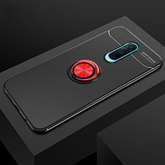 Funda Silicona Carcasa Ultrafina Goma con Magnetico Anillo de dedo Soporte T02 para Oppo R17 Pro Rojo y Negro