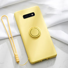 Funda Silicona Carcasa Ultrafina Goma con Magnetico Anillo de dedo Soporte T02 para Samsung Galaxy S10e Amarillo