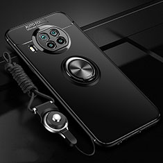 Funda Silicona Carcasa Ultrafina Goma con Magnetico Anillo de dedo Soporte T02 para Xiaomi Mi 10T Lite 5G Negro