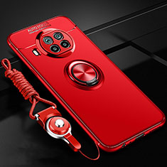 Funda Silicona Carcasa Ultrafina Goma con Magnetico Anillo de dedo Soporte T02 para Xiaomi Mi 10T Lite 5G Rojo