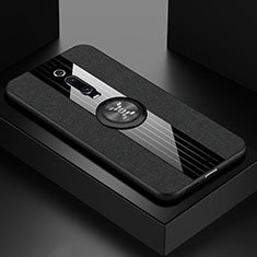 Funda Silicona Carcasa Ultrafina Goma con Magnetico Anillo de dedo Soporte T02 para Xiaomi Mi 9T Negro