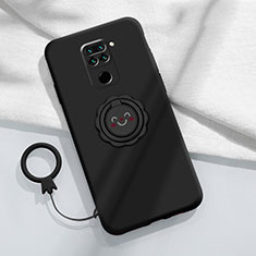 Funda Silicona Carcasa Ultrafina Goma con Magnetico Anillo de dedo Soporte T02 para Xiaomi Redmi 10X 4G Negro
