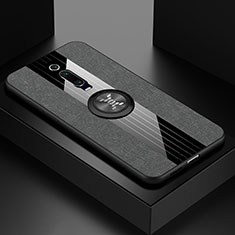 Funda Silicona Carcasa Ultrafina Goma con Magnetico Anillo de dedo Soporte T02 para Xiaomi Redmi K20 Pro Gris Oscuro