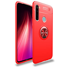 Funda Silicona Carcasa Ultrafina Goma con Magnetico Anillo de dedo Soporte T02 para Xiaomi Redmi Note 8T Rojo