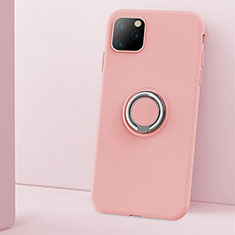 Funda Silicona Carcasa Ultrafina Goma con Magnetico Anillo de dedo Soporte T03 para Apple iPhone 11 Pro Max Rosa