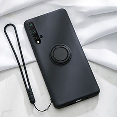 Funda Silicona Carcasa Ultrafina Goma con Magnetico Anillo de dedo Soporte T03 para Huawei Nova 5 Negro