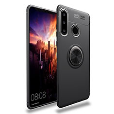 Funda Silicona Carcasa Ultrafina Goma con Magnetico Anillo de dedo Soporte T03 para Huawei P30 Lite Negro