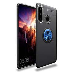 Funda Silicona Carcasa Ultrafina Goma con Magnetico Anillo de dedo Soporte T03 para Huawei P30 Lite New Edition Azul y Negro