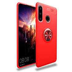 Funda Silicona Carcasa Ultrafina Goma con Magnetico Anillo de dedo Soporte T03 para Huawei P30 Lite XL Rojo
