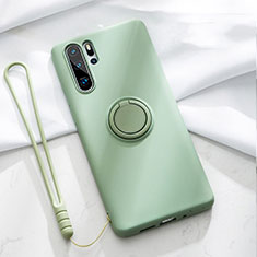 Funda Silicona Carcasa Ultrafina Goma con Magnetico Anillo de dedo Soporte T03 para Huawei P30 Pro Verde