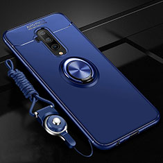 Funda Silicona Carcasa Ultrafina Goma con Magnetico Anillo de dedo Soporte T03 para OnePlus 7T Pro Azul