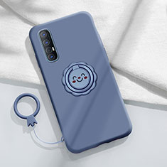 Funda Silicona Carcasa Ultrafina Goma con Magnetico Anillo de dedo Soporte T03 para Oppo Find X2 Neo Gris