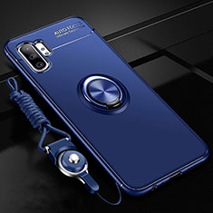 Funda Silicona Carcasa Ultrafina Goma con Magnetico Anillo de dedo Soporte T03 para Samsung Galaxy Note 10 Plus Azul