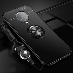 Funda Silicona Carcasa Ultrafina Goma con Magnetico Anillo de dedo Soporte T03 para Xiaomi Poco F2 Pro Negro