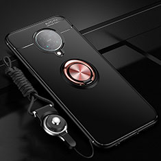 Funda Silicona Carcasa Ultrafina Goma con Magnetico Anillo de dedo Soporte T03 para Xiaomi Poco F2 Pro Oro y Negro
