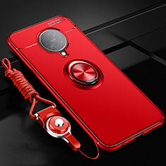 Funda Silicona Carcasa Ultrafina Goma con Magnetico Anillo de dedo Soporte T03 para Xiaomi Poco F2 Pro Rojo