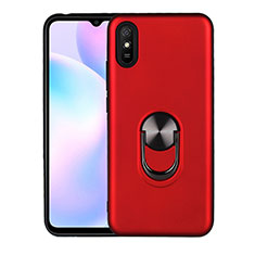 Funda Silicona Carcasa Ultrafina Goma con Magnetico Anillo de dedo Soporte T03 para Xiaomi Redmi 9A Rojo