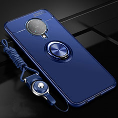 Funda Silicona Carcasa Ultrafina Goma con Magnetico Anillo de dedo Soporte T03 para Xiaomi Redmi K30 Pro Zoom Azul