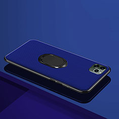 Funda Silicona Carcasa Ultrafina Goma con Magnetico Anillo de dedo Soporte T04 para Apple iPhone 11 Pro Max Azul