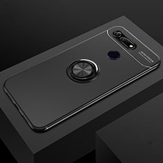 Funda Silicona Carcasa Ultrafina Goma con Magnetico Anillo de dedo Soporte T04 para Huawei Honor V20 Negro