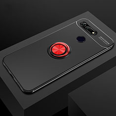Funda Silicona Carcasa Ultrafina Goma con Magnetico Anillo de dedo Soporte T04 para Huawei Honor V20 Rojo y Negro