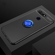Funda Silicona Carcasa Ultrafina Goma con Magnetico Anillo de dedo Soporte T04 para Huawei Honor View 20 Azul y Negro