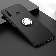 Funda Silicona Carcasa Ultrafina Goma con Magnetico Anillo de dedo Soporte T04 para Huawei Nova 4e Negro