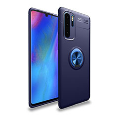 Funda Silicona Carcasa Ultrafina Goma con Magnetico Anillo de dedo Soporte T04 para Huawei P30 Pro Azul